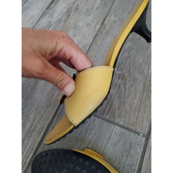Tod's Yellow Leather Kitten Heel Sandals In Size 36. Clean Outer Sole - Picture 5 of 9